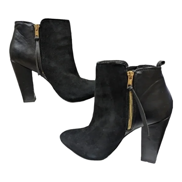 Steve Madden Jannyce Black Suede Leather Ankle Boots Size 8M - Picture 5 of 12